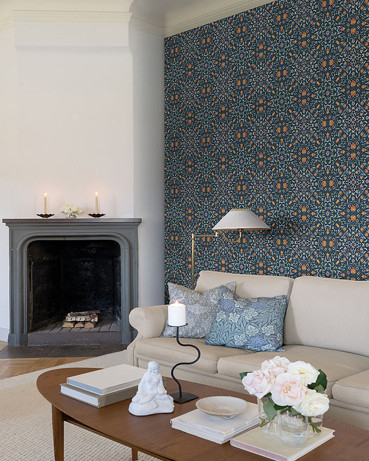 Holland Park Blue Floral Wallpaper