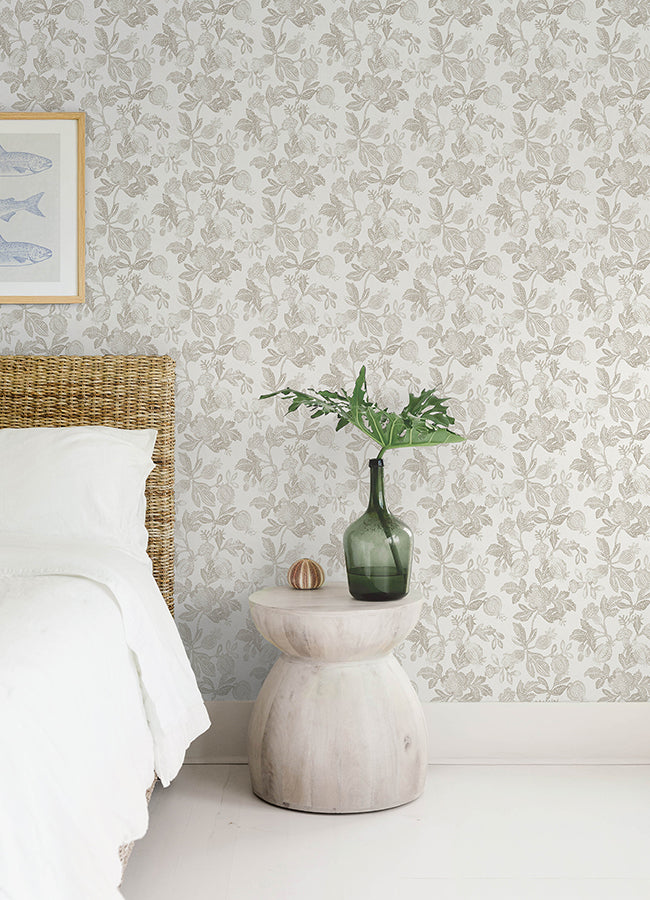 Beach Rose Floral Wallpaper