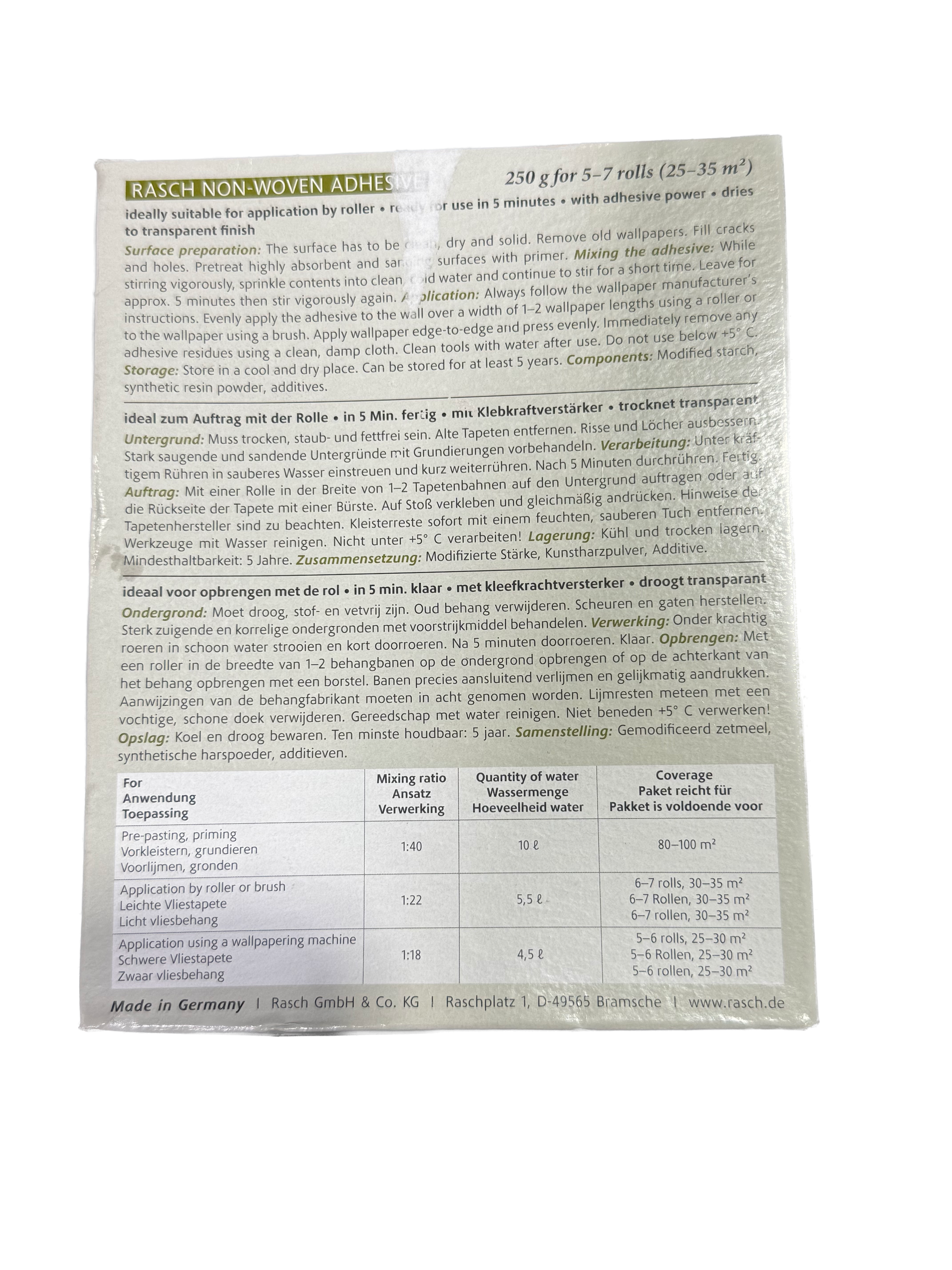 RASCH non woven packet Adhesive Glue 250g