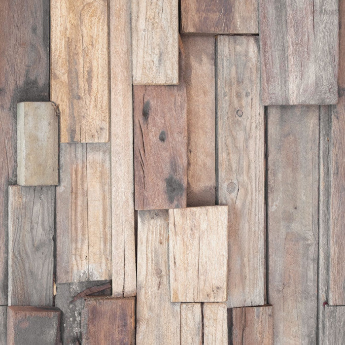 Industrial Timber and Brick Wallpaper
