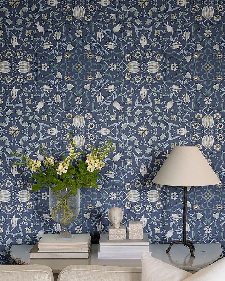 Holland Park Blue Floral Wallpaper