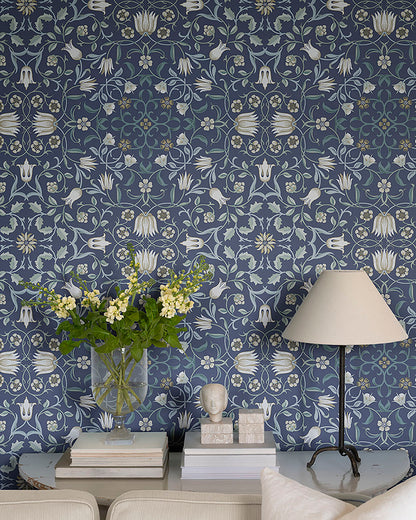 Holland Park Blue Floral Wallpaper