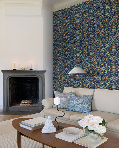 Holland Park Blue Floral Wallpaper