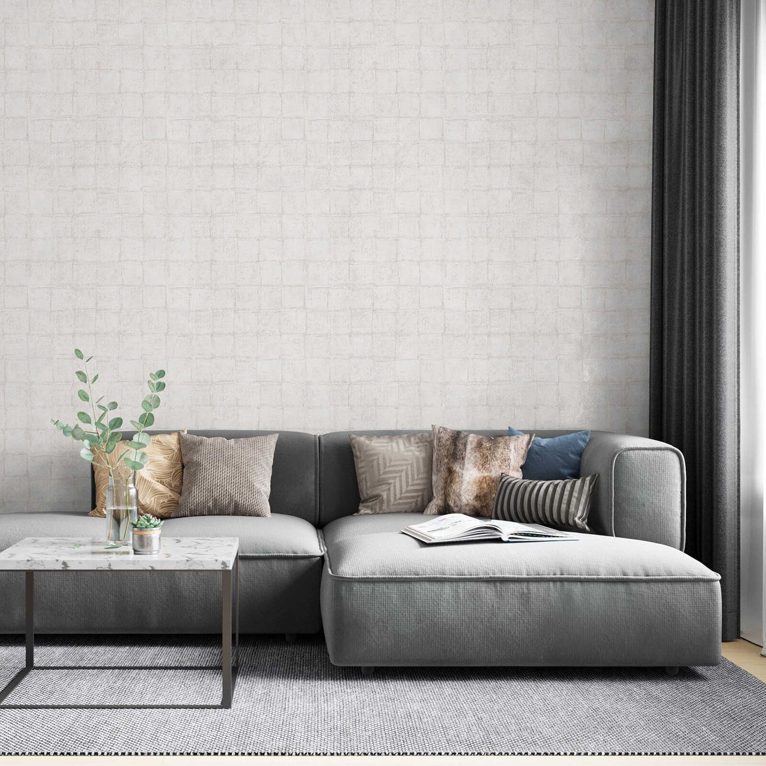 Textured Square Blocks Wallpaper