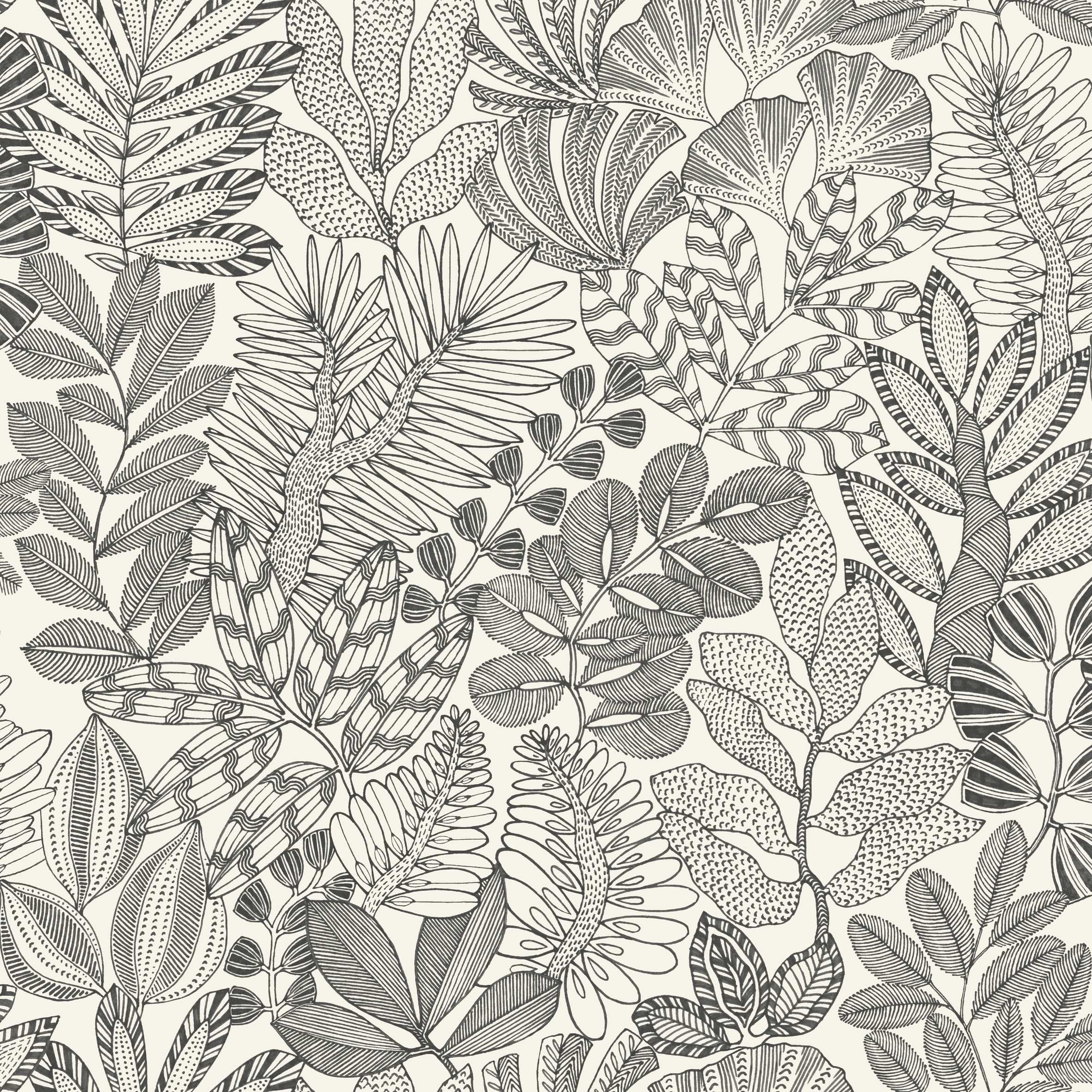 Golden Jungle Leaf Wallpaper