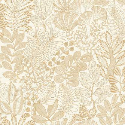 Golden Jungle Leaf Wallpaper