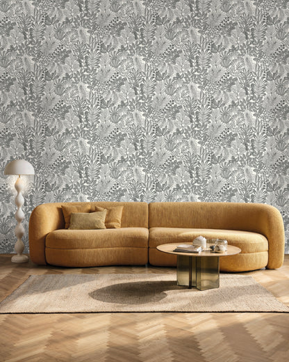 Golden Jungle Leaf Wallpaper