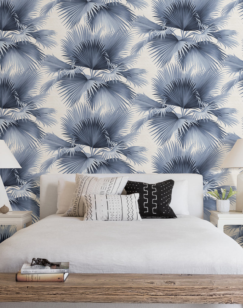 Belgravia Decor Kailani Palm Leaves Dark Blue Wallpaper  59119